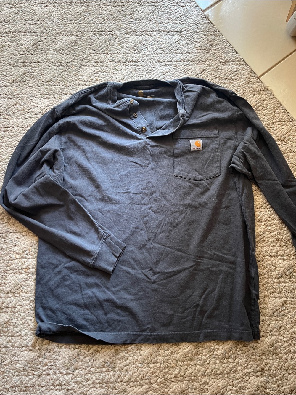 Carhartt Men's Charcoal Long-Sleeve Henley with Chest Pocket